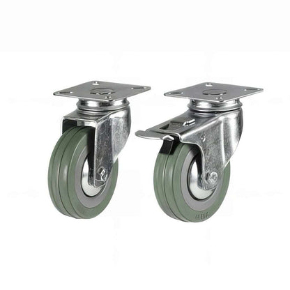 Light Duty Grey Non-Marking Rubber Plate Mounted Castors with 40-100 kg load capacity for quiet, smooth, and floor-protecting movement
