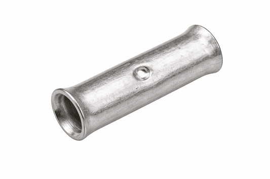 Pack of 100 copper cable butt connectors with bright electro-tin plating for durable electrical connections