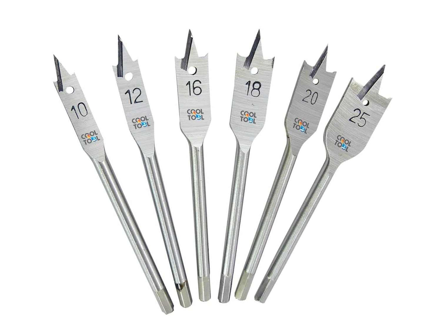 High-quality flat drill bit in 6mm size with sharp point and hex shank for woodworking
