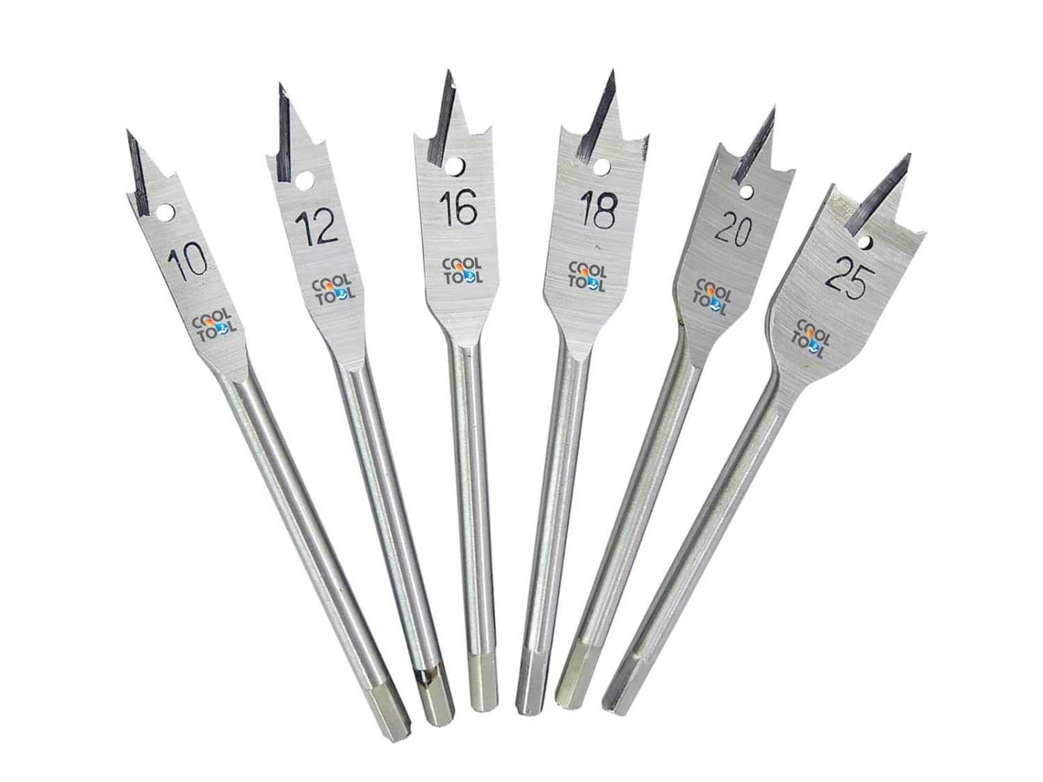 High-quality flat drill bit in 6mm size with sharp point and hex shank for woodworking