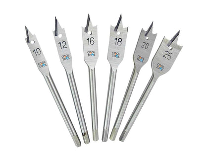 High-quality flat drill bit in 6mm size with sharp point and hex shank for woodworking