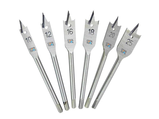 High-quality flat drill bit in 6mm size with sharp point and hex shank for woodworking