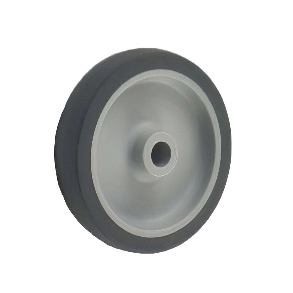 Light duty castor wheels with grey non-marking rubber tyre and plastic centre for smooth, quiet rolling and floor protection, 40-70kg load capacity