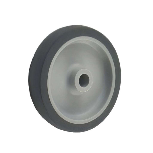 Light duty castor wheels with grey non-marking rubber tyre and plastic centre for smooth, quiet rolling and floor protection, 40-70kg load capacity