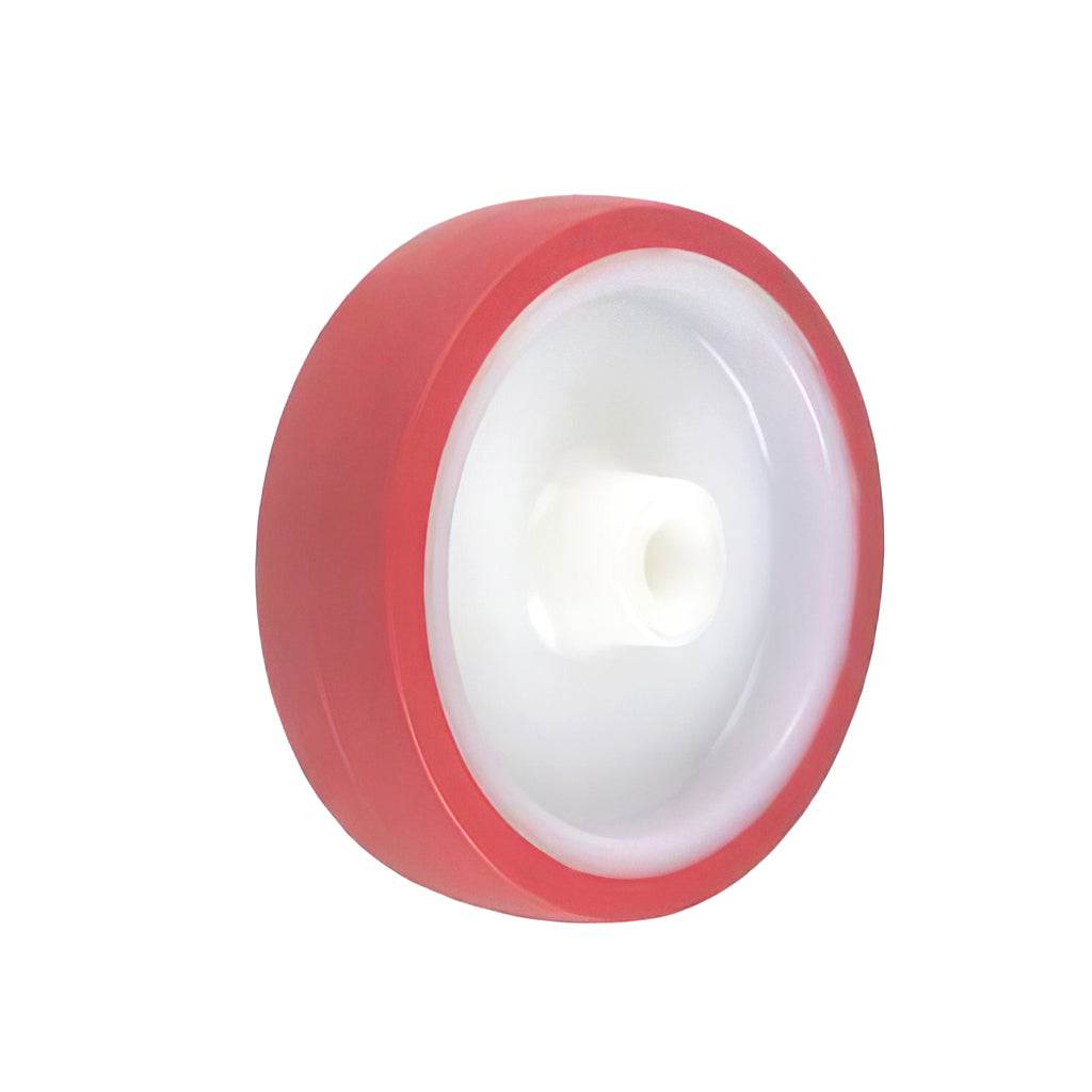 Medium/heavy duty wheel with red polyurethane tyre and white nylon centre for heavy load handling