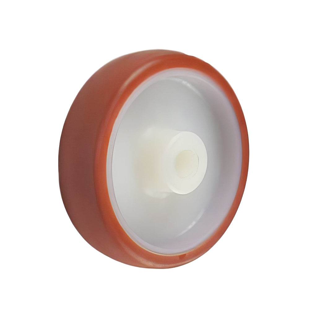 Medium duty wheel with red polyurethane tyre and white nylon centre for 100-365 kg load capacity