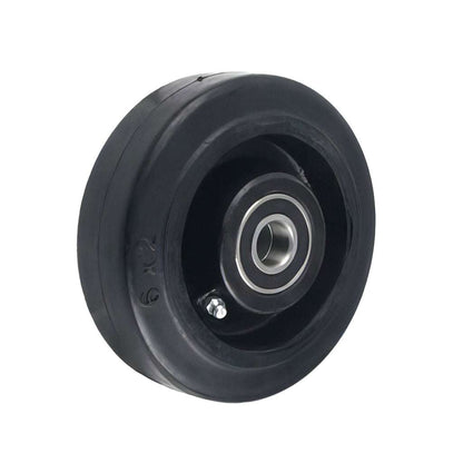 Medium/heavy duty wheel with black rubber tyre and cast iron center for industrial heavy load support up to 1050kg
