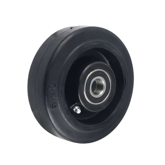Medium/heavy duty wheel with black rubber tyre and cast iron center for industrial heavy load support up to 1050kg