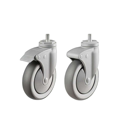 Light duty non marking threaded stem castors with synthetic rubber wheels and nylon brackets, 75-110kg load rating