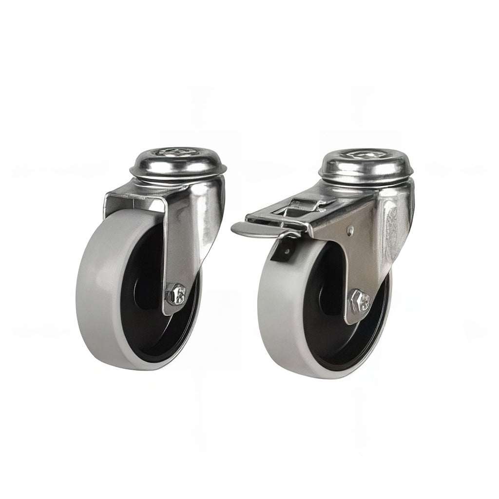 Light Duty Antistatic single bolt hole castor with synthetic non-marking rubber wheel and zinc-plated finish