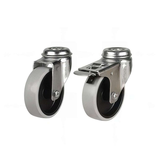 Light Duty Antistatic single bolt hole castor with synthetic non-marking rubber wheel and zinc-plated finish