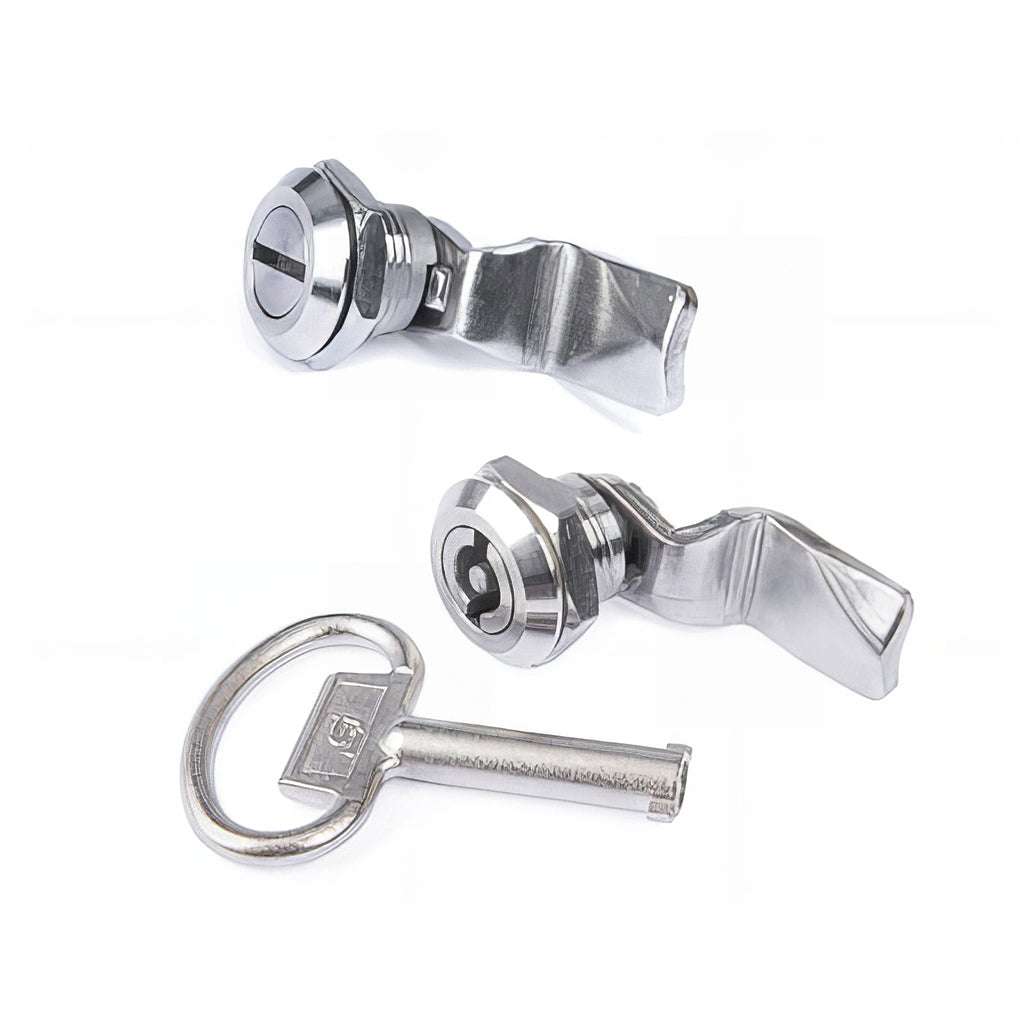 Stainless steel camlock latch with quarter turn and slot or square key action