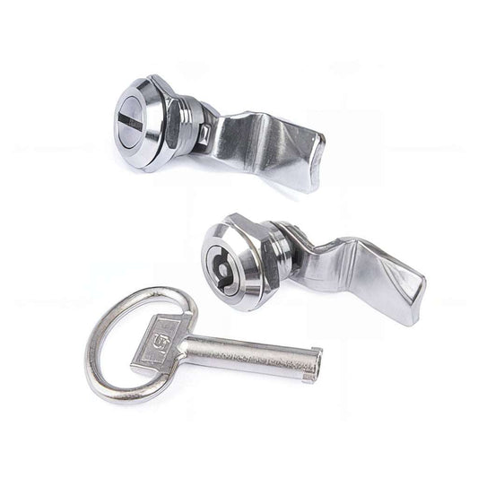 Stainless steel camlock latch with quarter turn and slot or square key action