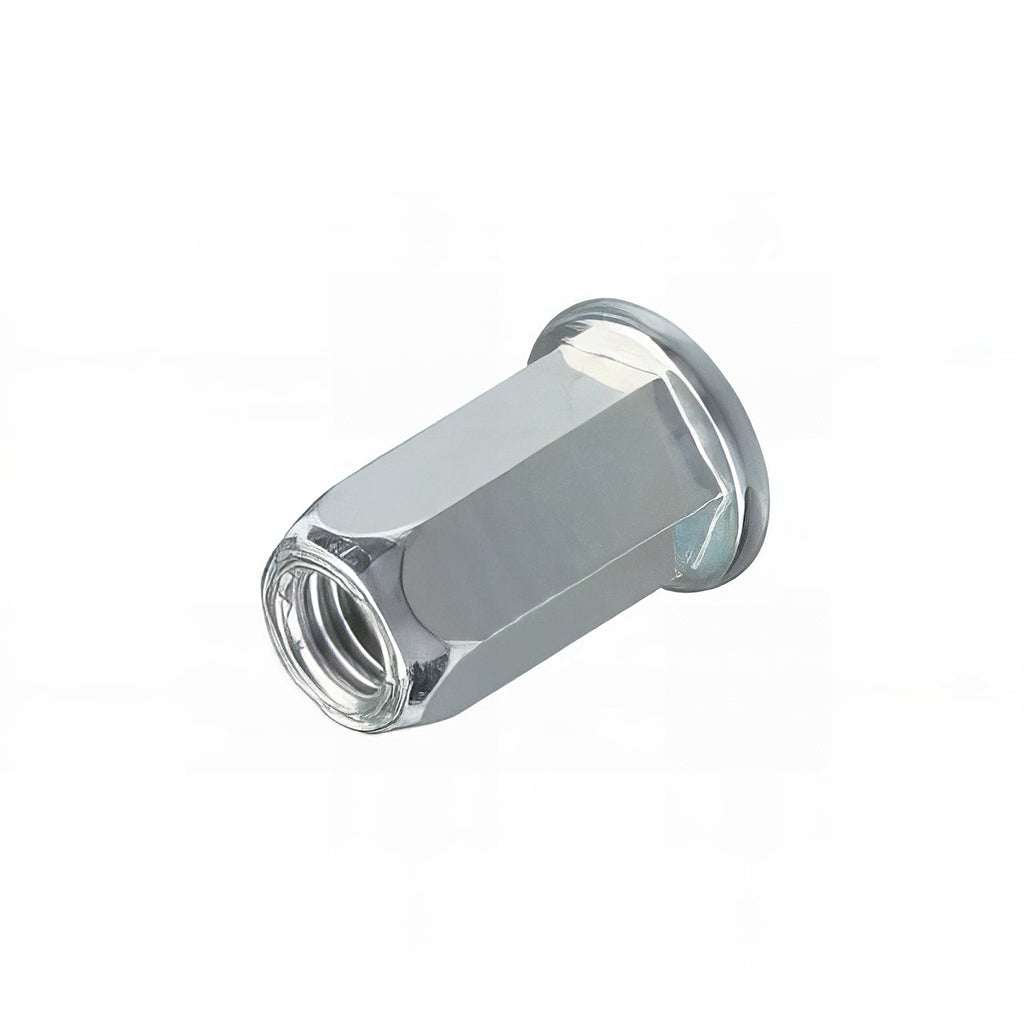 Flange head hexagon body threaded rivet insert nut for sheet metal fastening