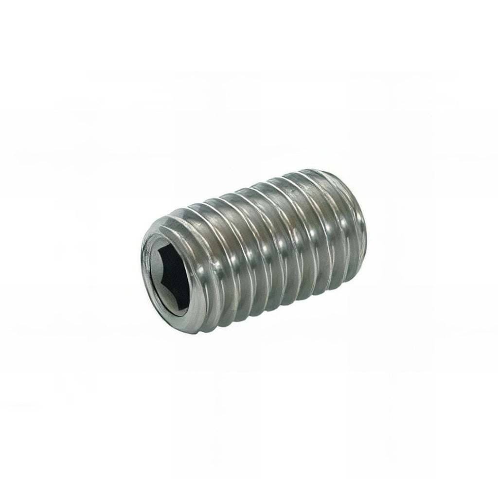 Stainless steel socket grub screws with plain cup point for clamping fasteners