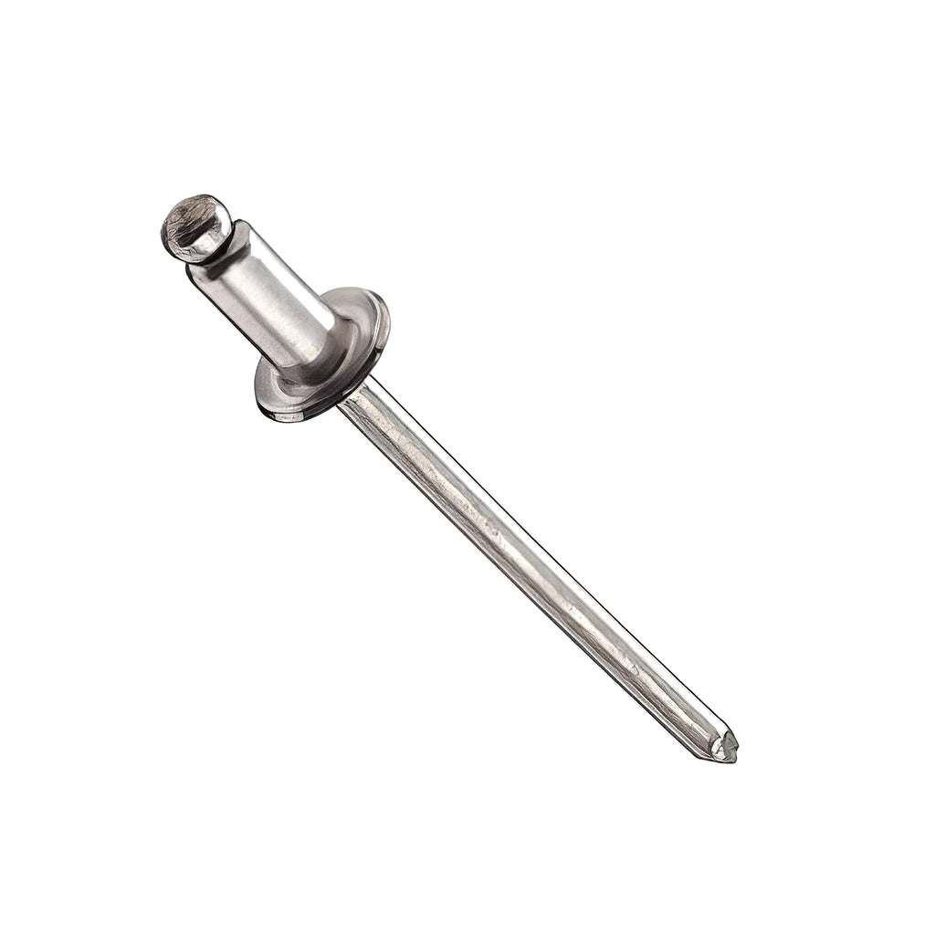 Stainless steel blind rivet with dome, csk, and flange heads available in A4 grade upon request