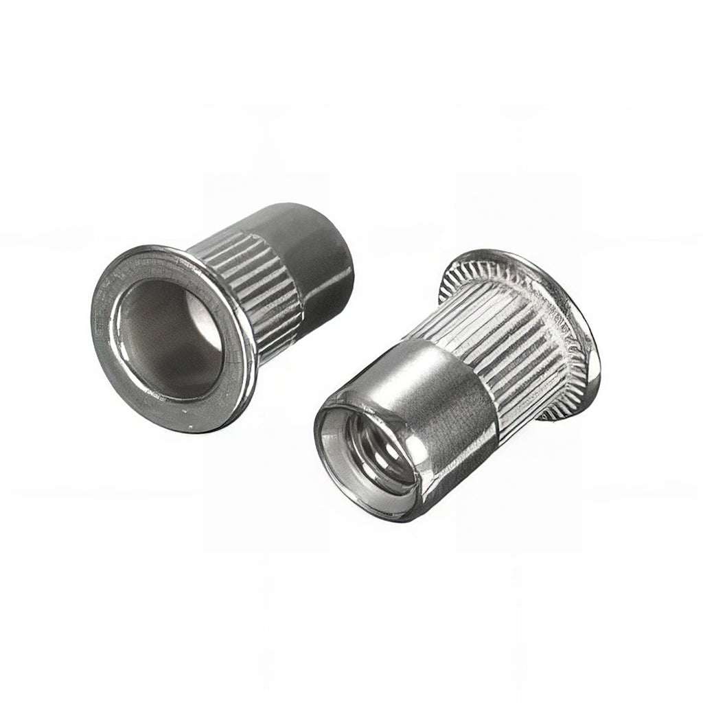 Countersunk head threaded rivet insert nuts for sheet metal assembly