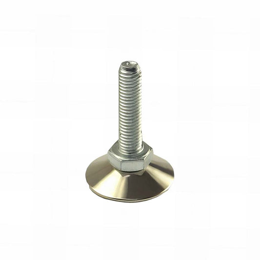 Light/medium duty adjustable articulating foot with chrome capped base and hexagon stud for load adjustment