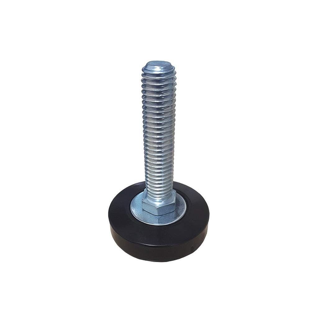 Medium/Heavy Duty adjustable foot with flat black nylon base and steel stud for heavy load adjustment