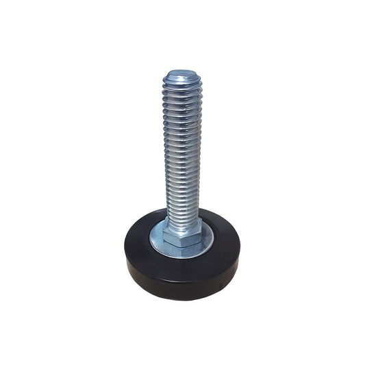 Medium/Heavy Duty adjustable foot with flat black nylon base and steel stud for heavy load adjustment