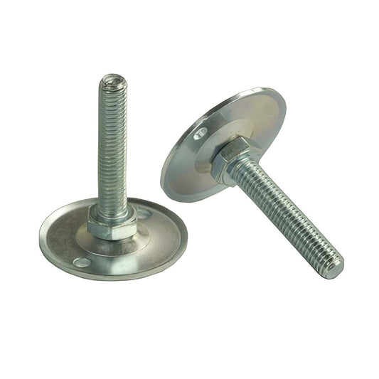 Medium-heavy duty static/articulating steel adjustable foot with bolt down base and pressed steel construction