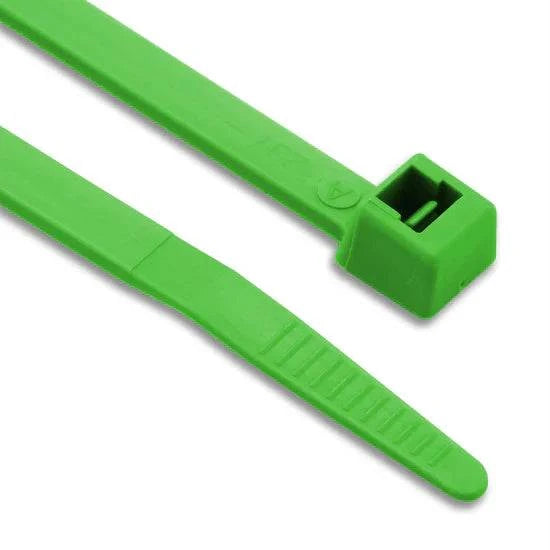 Green coloured nylon cable ties for durable and secure cable management