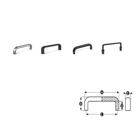 Set of 4 aluminium grab handles including a hinged fold-down design