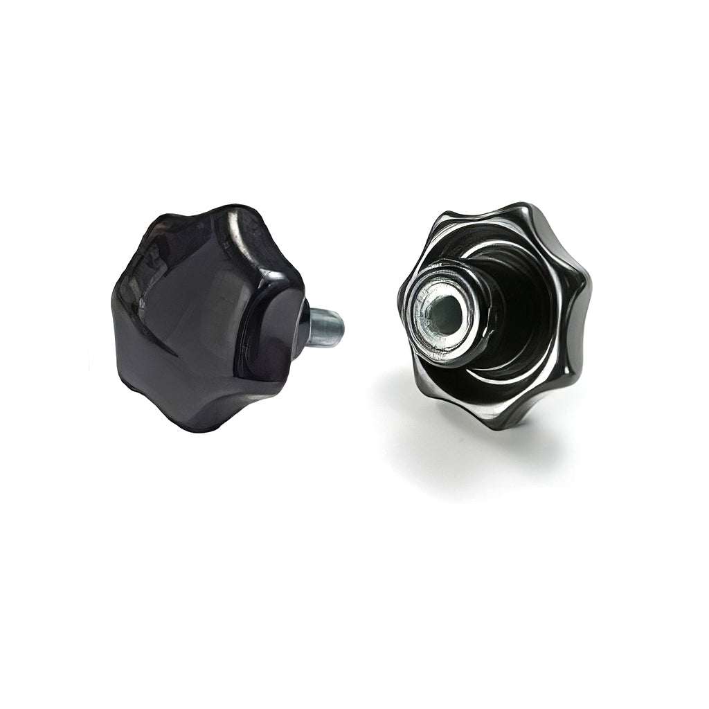 7 lobe pattern thermoset handwheel with male and female BZP steel threads and high gloss finish