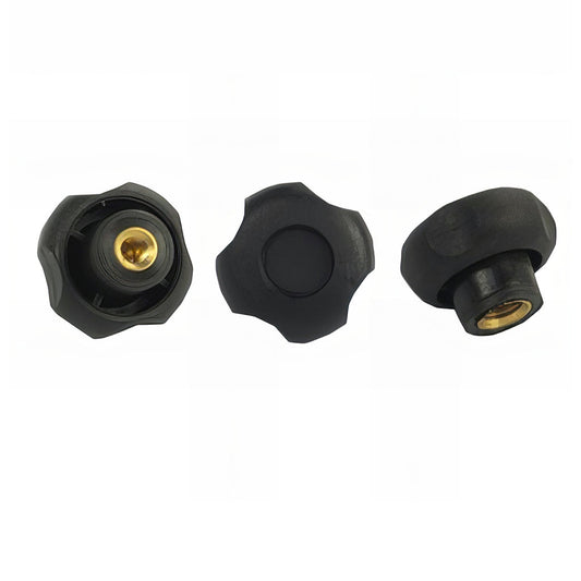 4 lobe female handwheels with nylon grip and brass threaded bush in various sizes and threads