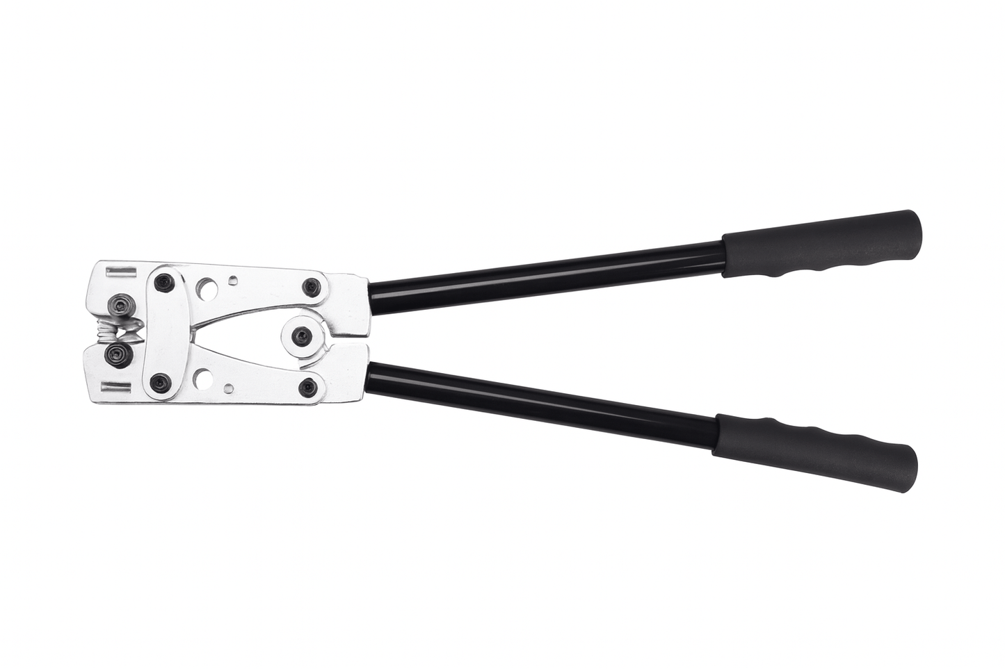 Heavy-duty copper tube terminal crimping tool with anti-slip handles and hardened steel construction for professional cable terminations