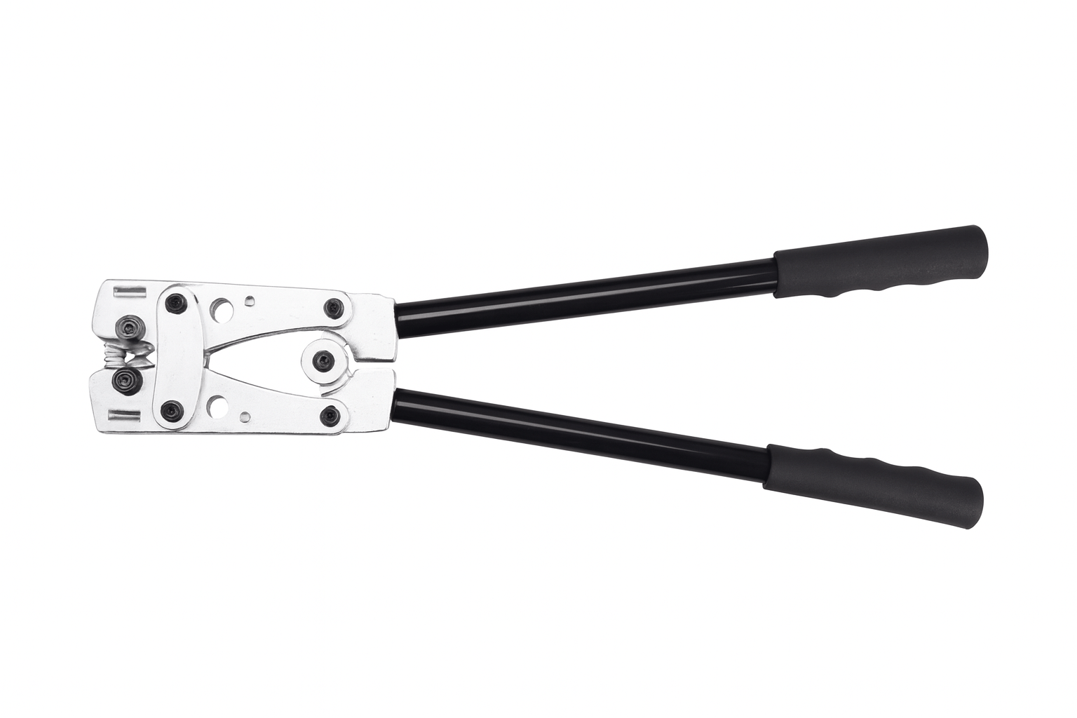 Heavy-duty copper tube terminal crimping tool with anti-slip handles and hardened steel construction for professional cable terminations