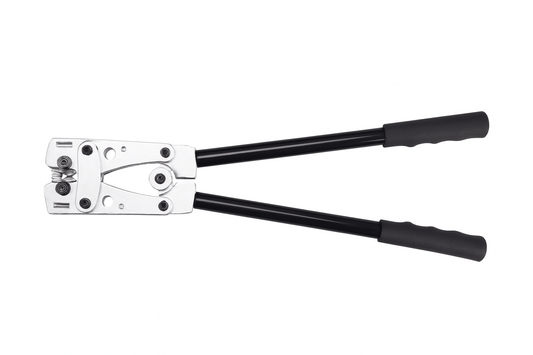 Heavy-duty copper tube terminal crimping tool with anti-slip handles and hardened steel construction for professional cable terminations