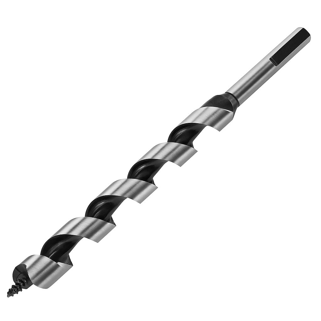 Auger hex shank drill bit made of high-grade carbon steel for precise, clean wood drilling in power and hand drills