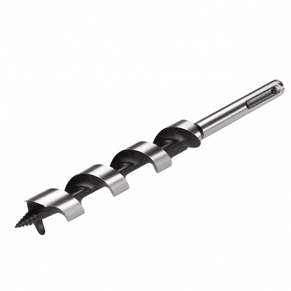 Set of long Auger SDS Shank Drill Bits made from high-grade steel for wood drilling with precision-cut flute geometry