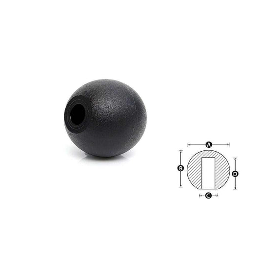 Durable Duraplast push-on ball knobs for machinery control with ergonomic spherical design and quick installation