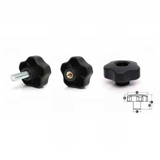 5 lobe thermoplastic handwheel with threaded options, high impact resistant material