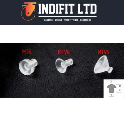 PUSH IN PVC clear glass buffer for secure shelf support with concave surface