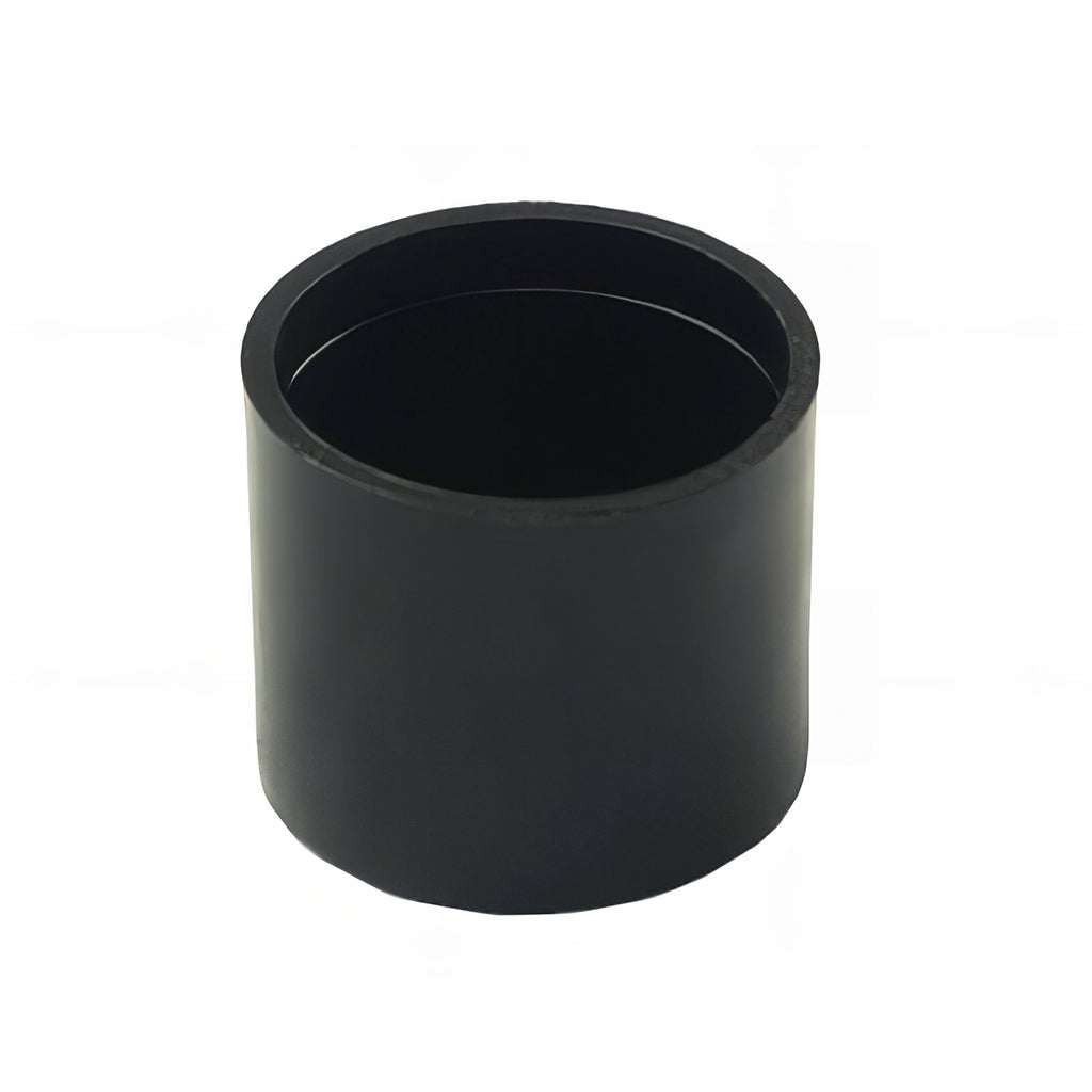 Metric round plastic outside fitting ferrule in black LDPE for tube closures or feet