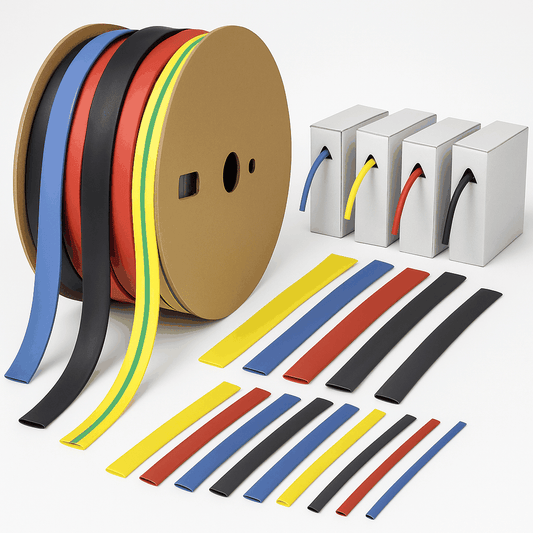 Red 3:1 adhesive lined heat shrink tubing on jumbo reel for moisture sealed cable protection