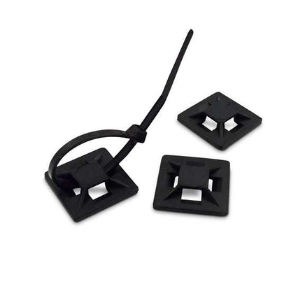 Cable Tie Adhesive Bases with UL-approved Nylon 66, flame-retardant, adhesive and screw-mount options for secure cable management