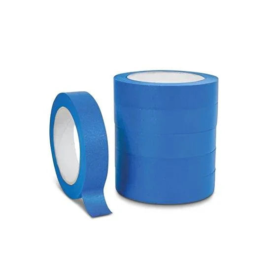 UV resistant blue masking tapes on white background for clean paint lines and outdoor use