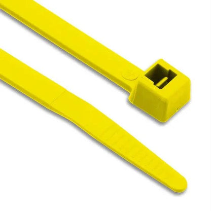 Bundle of yellow coloured nylon cable ties for secure cable management