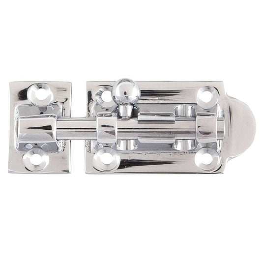 Two part locking barrel bolt chrome plated brass polished finish for doors
