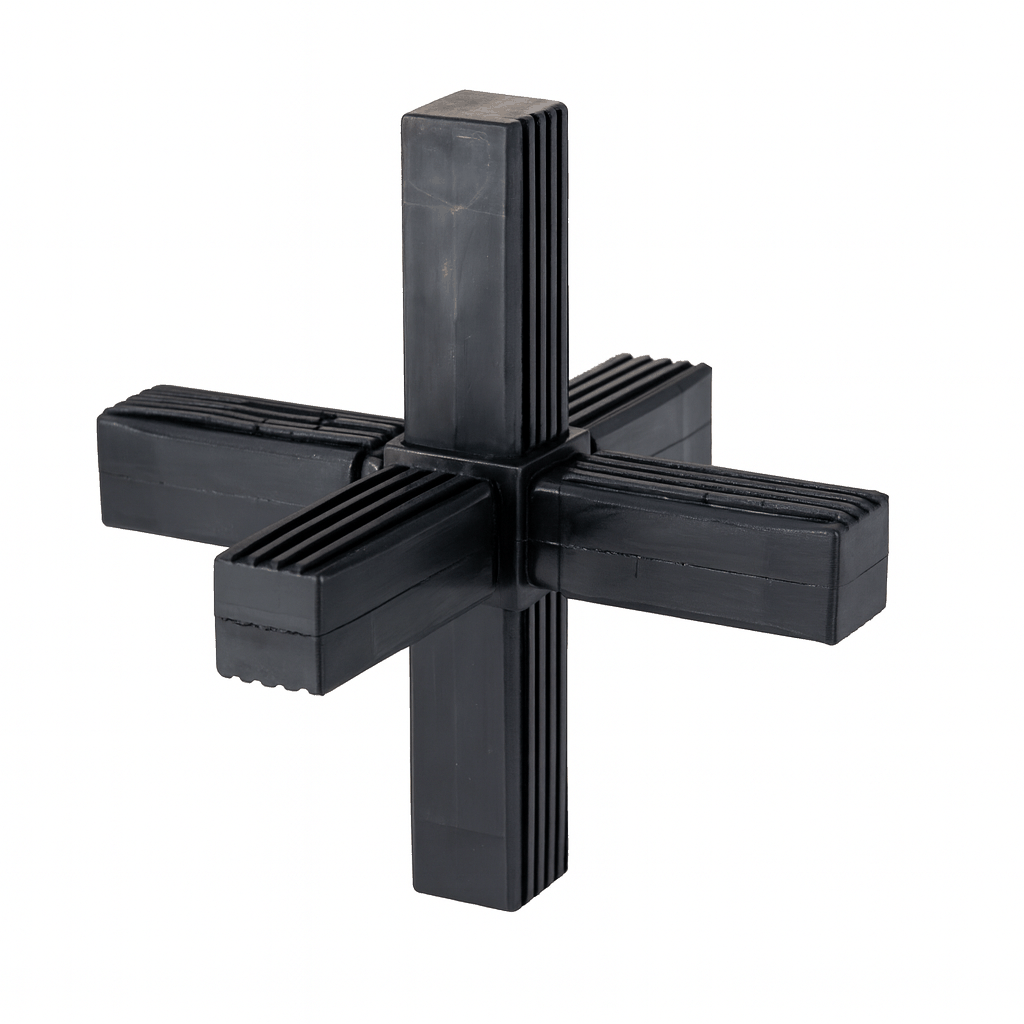 Plastic Square 6 Way Tube Connector for multi-directional tube joints in structural frameworks