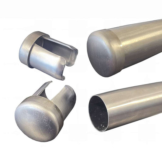 Pressed steel round imperial tube insert in bright zinc finish for heavy duty applications
