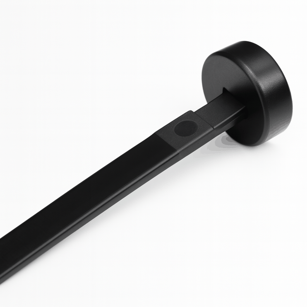 High-strength Button Head / Chassis Mount Cable Ties with parallel-entry design for secure, professional cable management in automotive and industrial applications