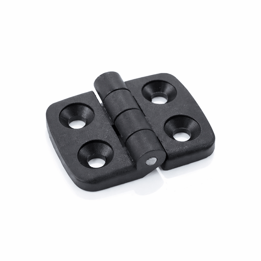 Compact plastic hinge for 20mm aluminium extrusions and cabinets
