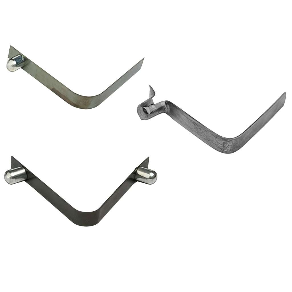 Spring button clips locking sliding tubes with steel and solid versions