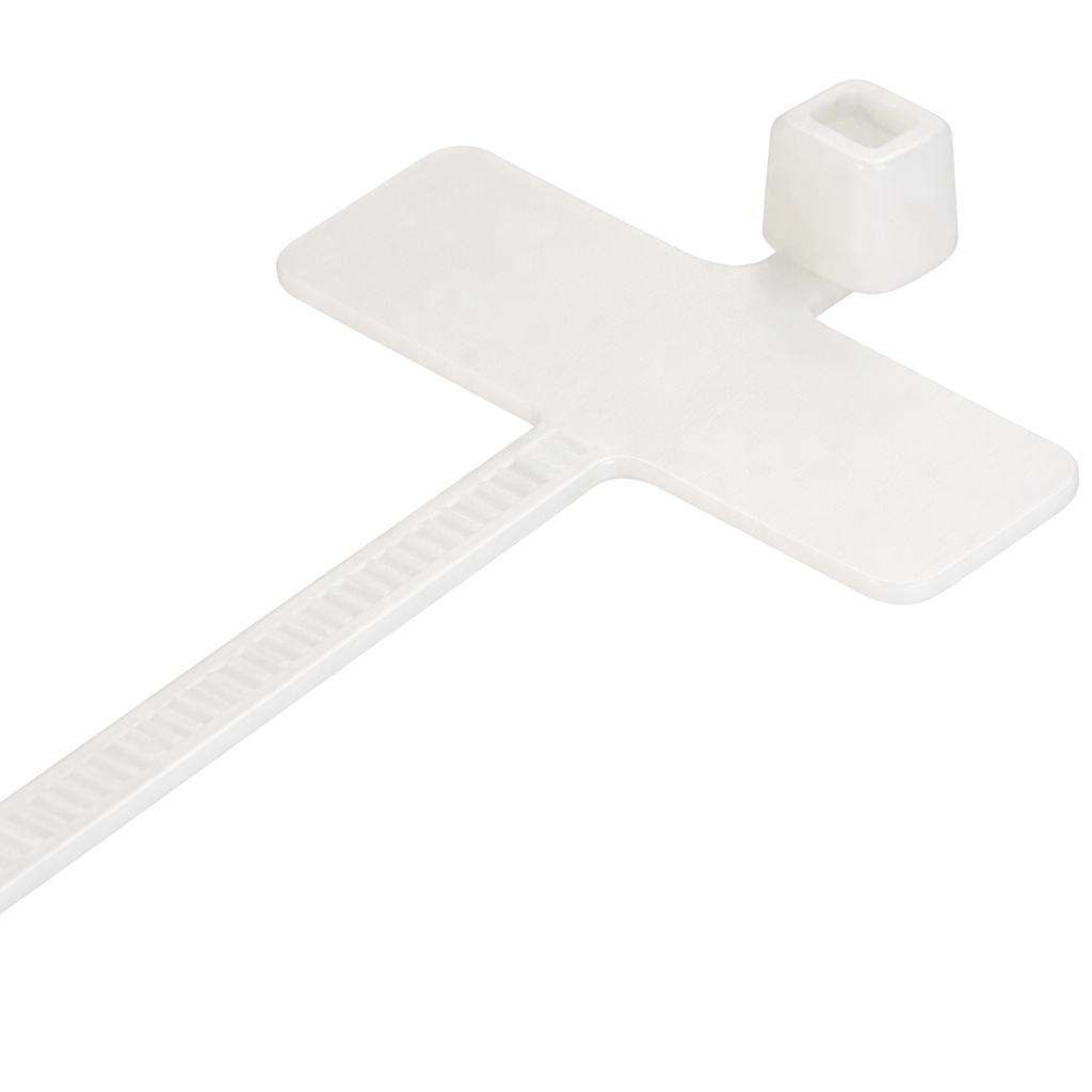 Natural nylon marker cable ties with integrated tabs for secure cable bundling and labeling in electrical and industrial use
