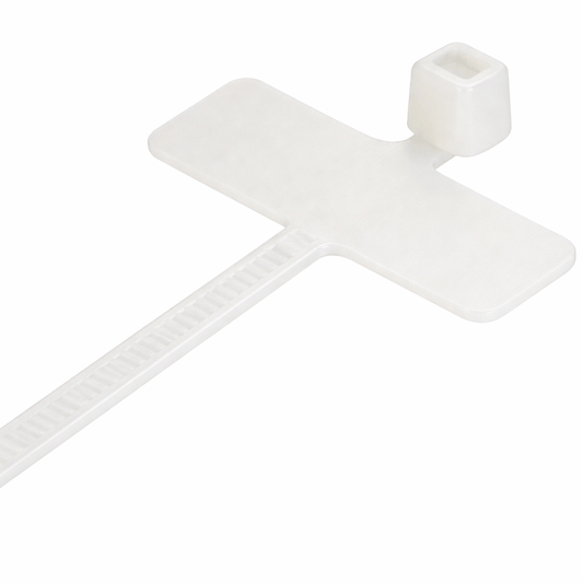Natural nylon marker cable ties with integrated tabs for secure cable bundling and labeling in electrical and industrial use